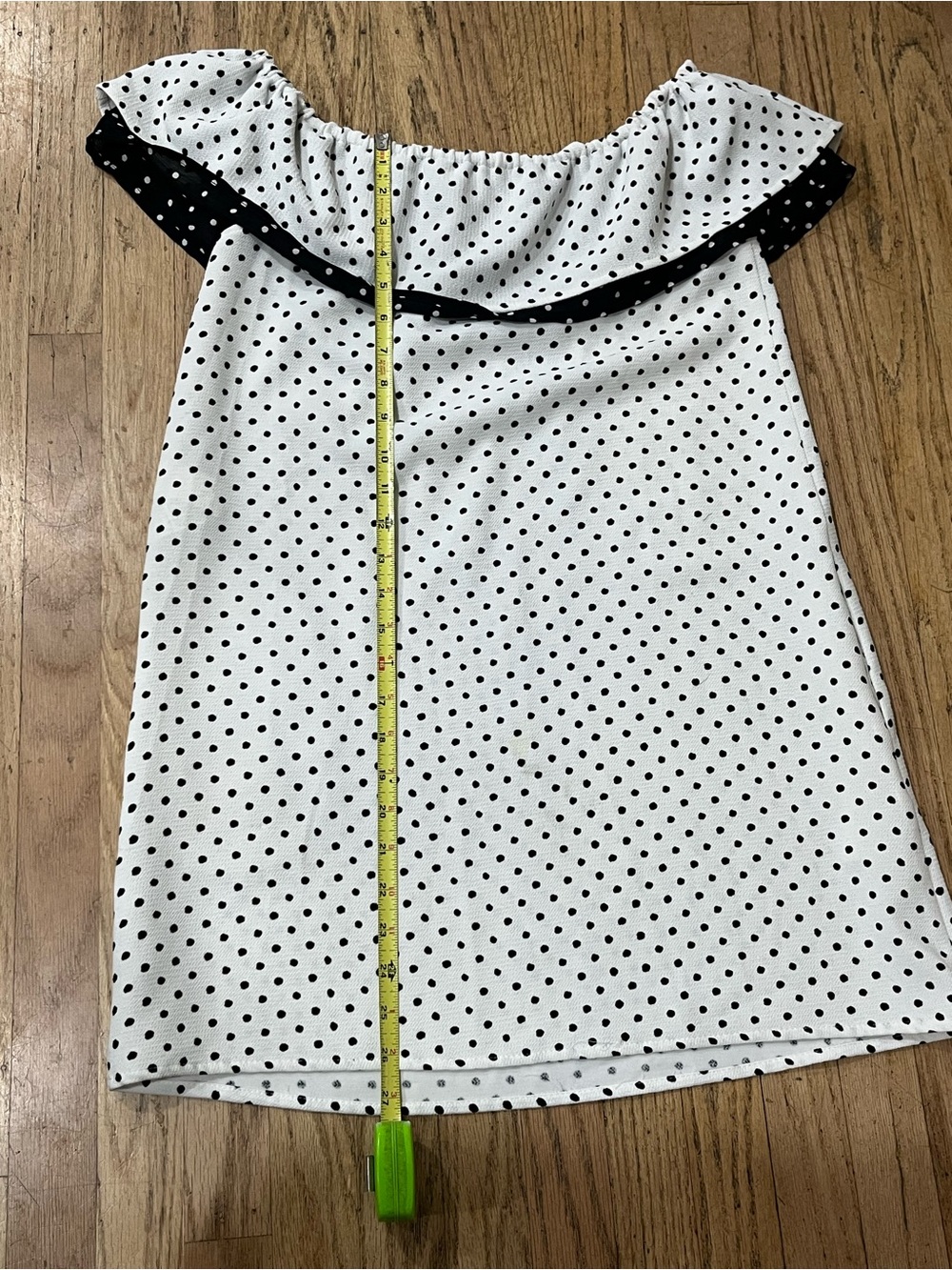 ZARA BASIC Polka Dot Off-Shoulder Dress Top - Black & White